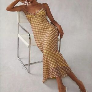 UO Ginnie Checkerboard Mesh Maxi Dress